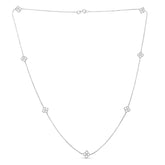.925 Sterling Silver 1/4 Cttw Diamond Open Quatrefoil Flower Floating Station 18" Necklace (I-J Color, I1-I2 Clarity)