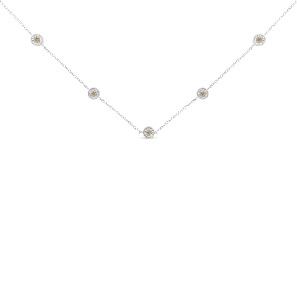 Sterling Silver Diamond Station Necklace (1/2 cttw, I-J Color, I1-I2 Clarity)