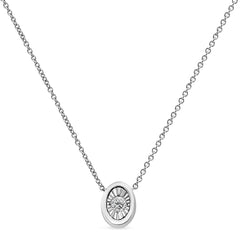 10K White Gold 1/10 Cttw Miracle Set Round-Cut Diamond 18" Pendant Necklace - Choice of Shape