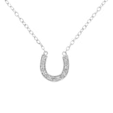 .925 Sterling Silver Diamond Accent Horseshoe U Shape 18" Pendant Necklace (H-I Clarity, I2-I3 Color)