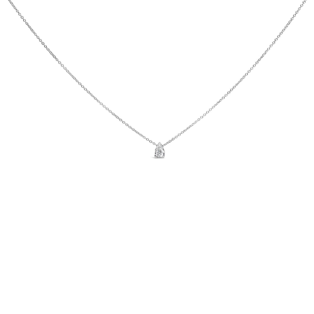 14K White Gold Pear Shape Lab Grown Diamond Solitaire Pendant Necklace (F-G Color, VS2-SI1 Clarity)