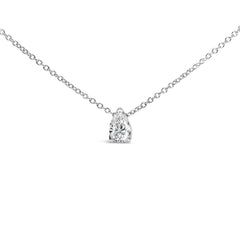 14K White Gold Pear Shape Lab Grown Diamond Solitaire Pendant Necklace (F-G Color, VS2-SI1 Clarity)