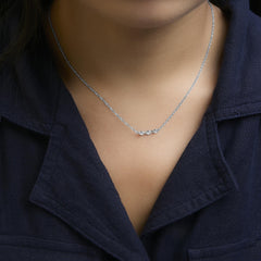 Sterling Silver 1/5 Cttw Lab Grown Diamond 3 Stone Station Necklace