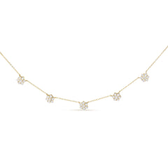 14K Yellow Gold 2.00 Cttw Diamond Cluster 18" Station Necklace (I-J Color, I1-I2 Clarity)