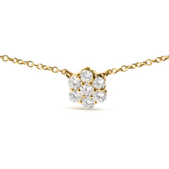 14K Yellow Gold 2.00 Cttw Diamond Cluster 18" Station Necklace (I-J Color, I1-I2 Clarity)