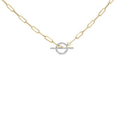 14KT Yellow Gold 1/4 Cttw Diamond Toggle Clasp Paperclip Link Necklace (I-J Color, I1-I2 Clarity) - 18" Inches