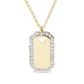 14K Yellow Gold 1/4 Cttw Diamond Halo Octagonal Dog Tag Pendant 18" Necklace (I-J Color, I2-I3 Clarity)