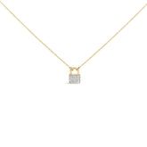 14K Yellow Gold 1/6 Cttw Diamond Lock Pendant 18" Necklace (I-J Color, I1-I2 Clarity)