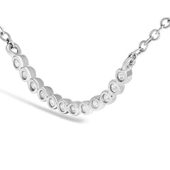.925 Sterling Silver Diamond Accent Curved Bar Necklace- 18"