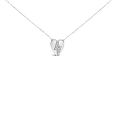 925 Sterling Silver 1/3 Ctw Diamond Heart and Lightning Bolt Pendant Necklace (H-I Color, SI1-SI2 Clarity) - 18" Inches