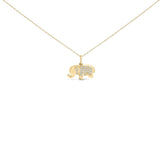 10K Yellow Gold 1/5 Cttw Diamond Elephant Pendant Necklace