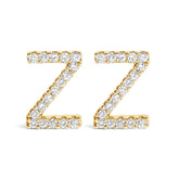 10K Yellow Gold 1/10 Cttw Diamond Initial “A” to "Z" Stud Earring