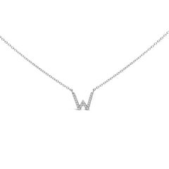 10K White Gold Diamond Accent "A-Z" Block Initial Pendant Necklace