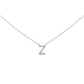 10K White Gold Diamond Accent "A-Z" Block Initial Pendant Necklace