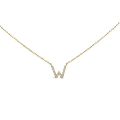 10K Yellow Gold Diamond Accent "A-Z" Block Initial Pendant Necklace