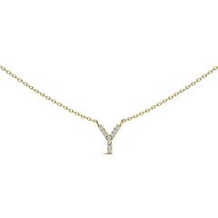10K Yellow Gold Diamond Accent "A-Z" Block Initial Pendant Necklace