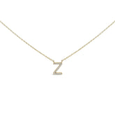 10K Yellow Gold Diamond Accent "A-Z" Block Initial Pendant Necklace