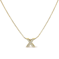 10K Yellow Gold Diamond Accent "A-Z" Initial Bubble Pendant Necklace