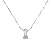 10K White Gold Diamond Accent "A-Z" Initial Bubble Pendant Necklace