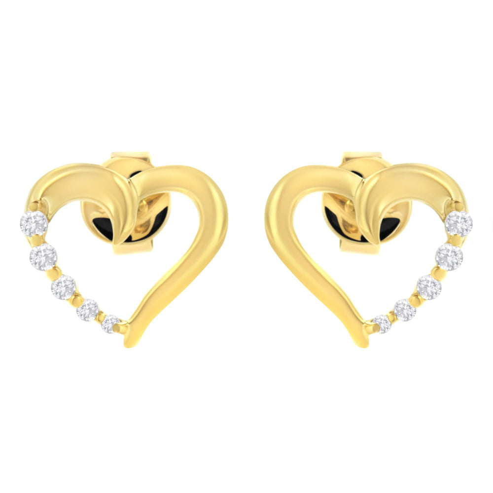 14KT Yellow Gold 1/8 cttw Diamond Journey Heart Earrings (K-L, I1-I2)