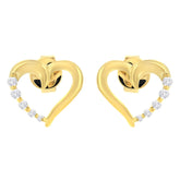 14KT Yellow Gold 1/8 cttw Diamond Journey Heart Earrings (K-L, I1-I2)