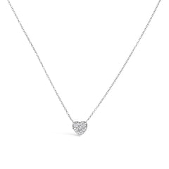 14K White Gold 1/4 Cttw Diamond Composite Heart Pendant Necklace - 18" Inches