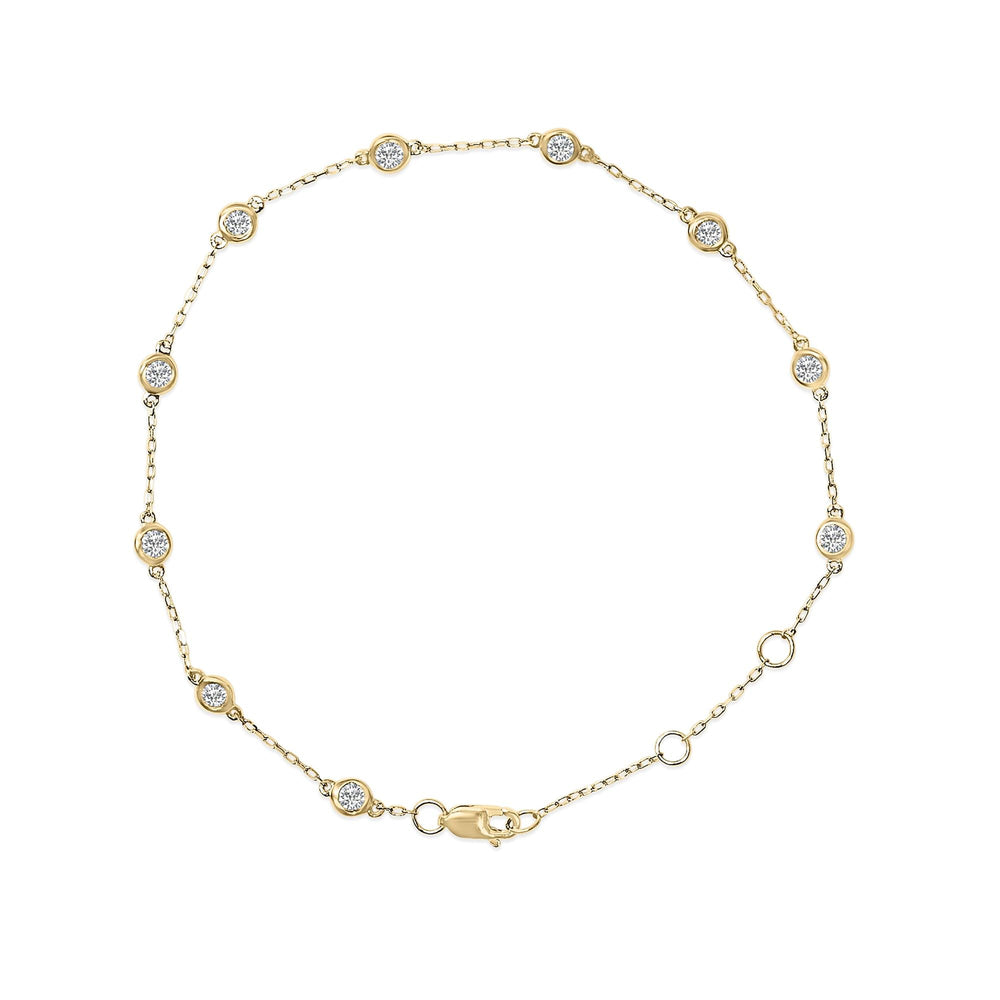 14K Gold 1/2 Cttw Bezel Set Lab Grown Diamond Station Bracelet