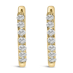 10K Gold 1/4 Cttw Diamond Double Sided Huggie Hoop Earrings
