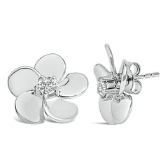 10K Gold 1/3 Cttw Lab Grown Diamond Flower Petal Stud Earrings
