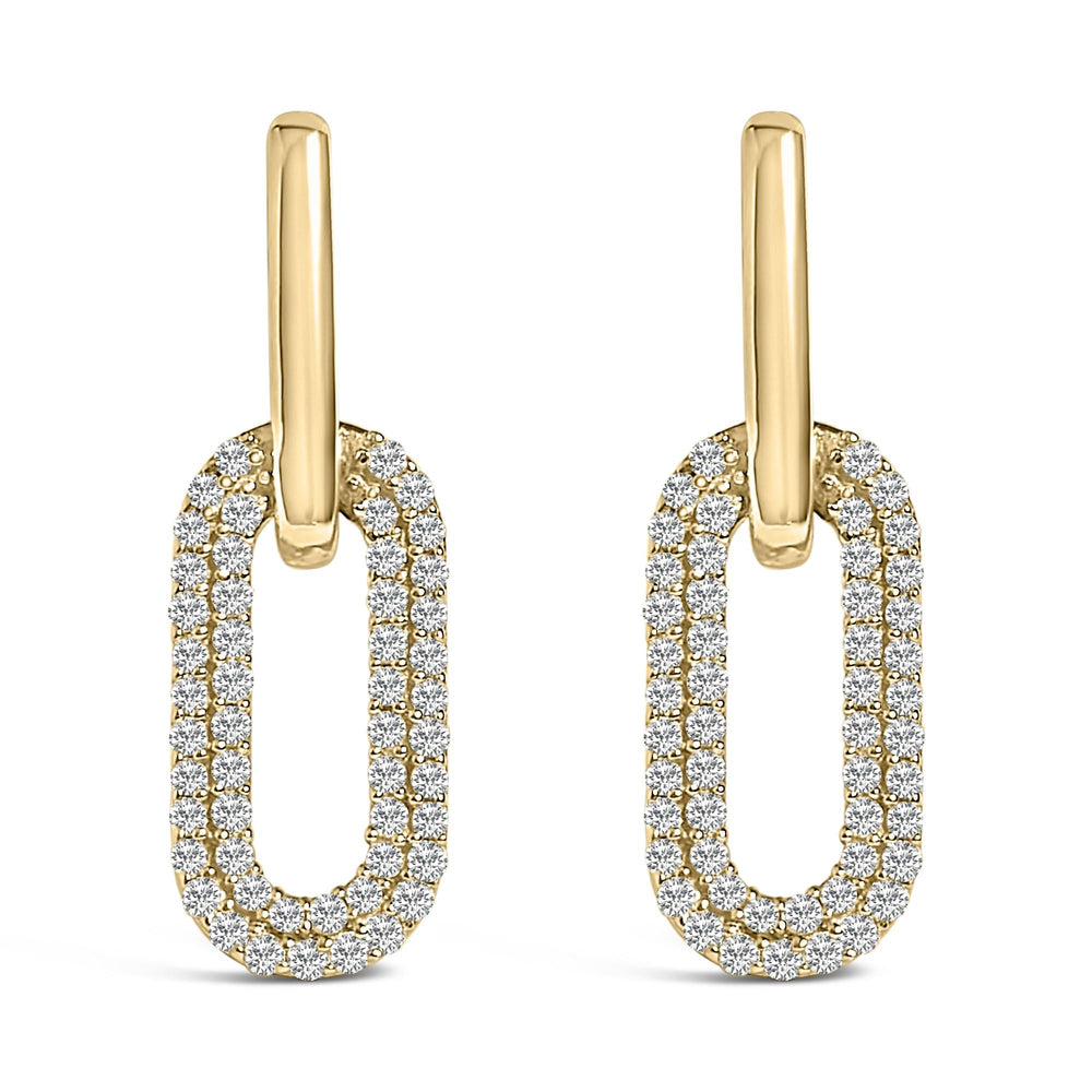 10K Gold 1/2 Cttw Lab Grown Diamond Dangling Paperclip Drop Earrings