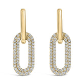 10K Gold 1/2 Cttw Lab Grown Diamond Dangling Paperclip Drop Earrings