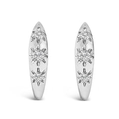 10K Gold 1/5 Cttw Lab Grown Diamond Three Stone Huggie Hoop Earrings