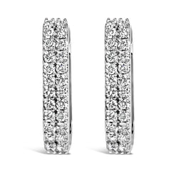 10K Yellow Gold 1/4 Cttw Lab Grown Diamond Double Row Huggie Hoop Earrings
