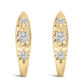 10K Gold 1/5 Cttw Lab Grown Diamond Three Stone Huggie Hoop Earrings