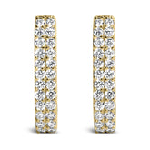 10K Yellow Gold 1/4 Cttw Lab Grown Diamond Double Row Huggie Hoop Earrings