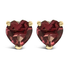 14K Gold 5MM Heart Cut Gemstone Solitaire Stud Earrings