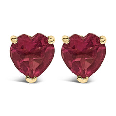 14K Gold 5MM Heart Cut Gemstone Solitaire Stud Earrings