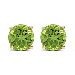 14K Gold 5X5MM Round Gemstone Solitaire Stud Earrings