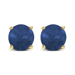 14K Gold 5X5MM Round Gemstone Solitaire Stud Earrings