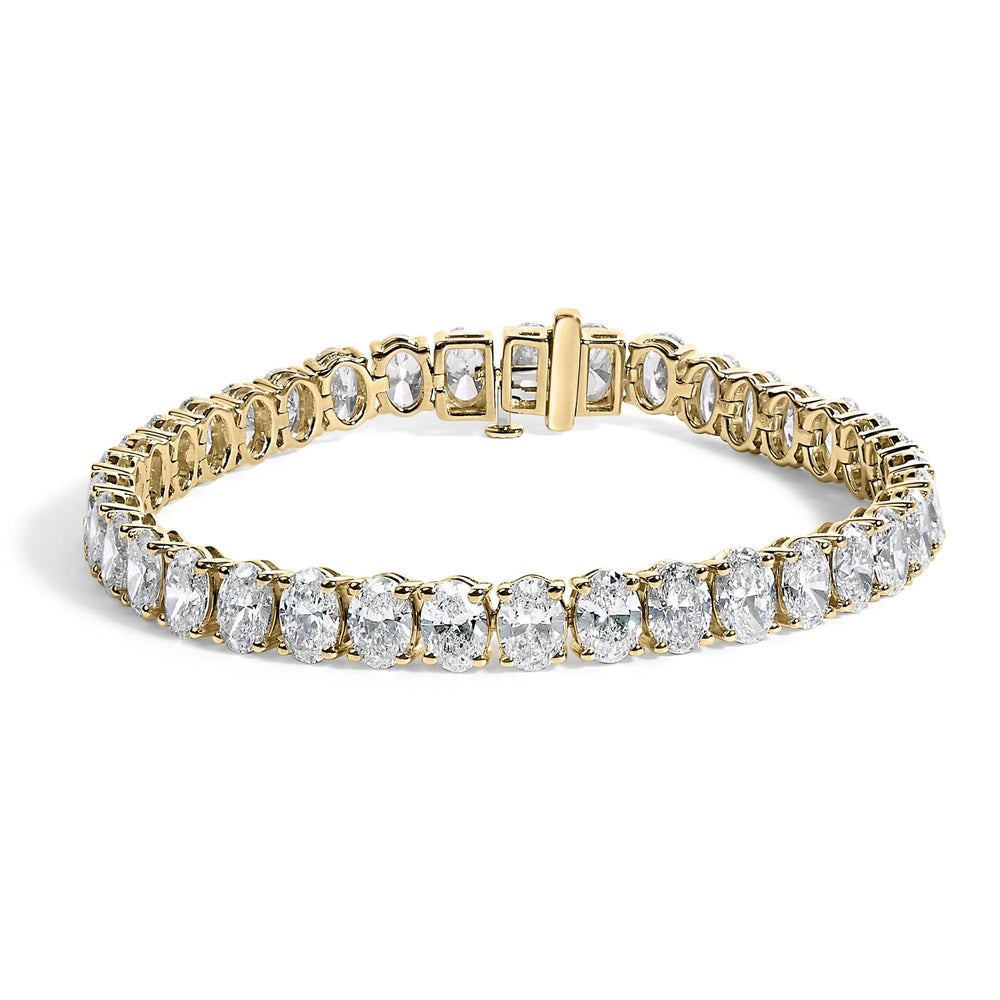 IGI Certified 14K Yellow Gold 18 1/2 Cttw Oval Cut Lab Grown Diamond Tennis Bracelet