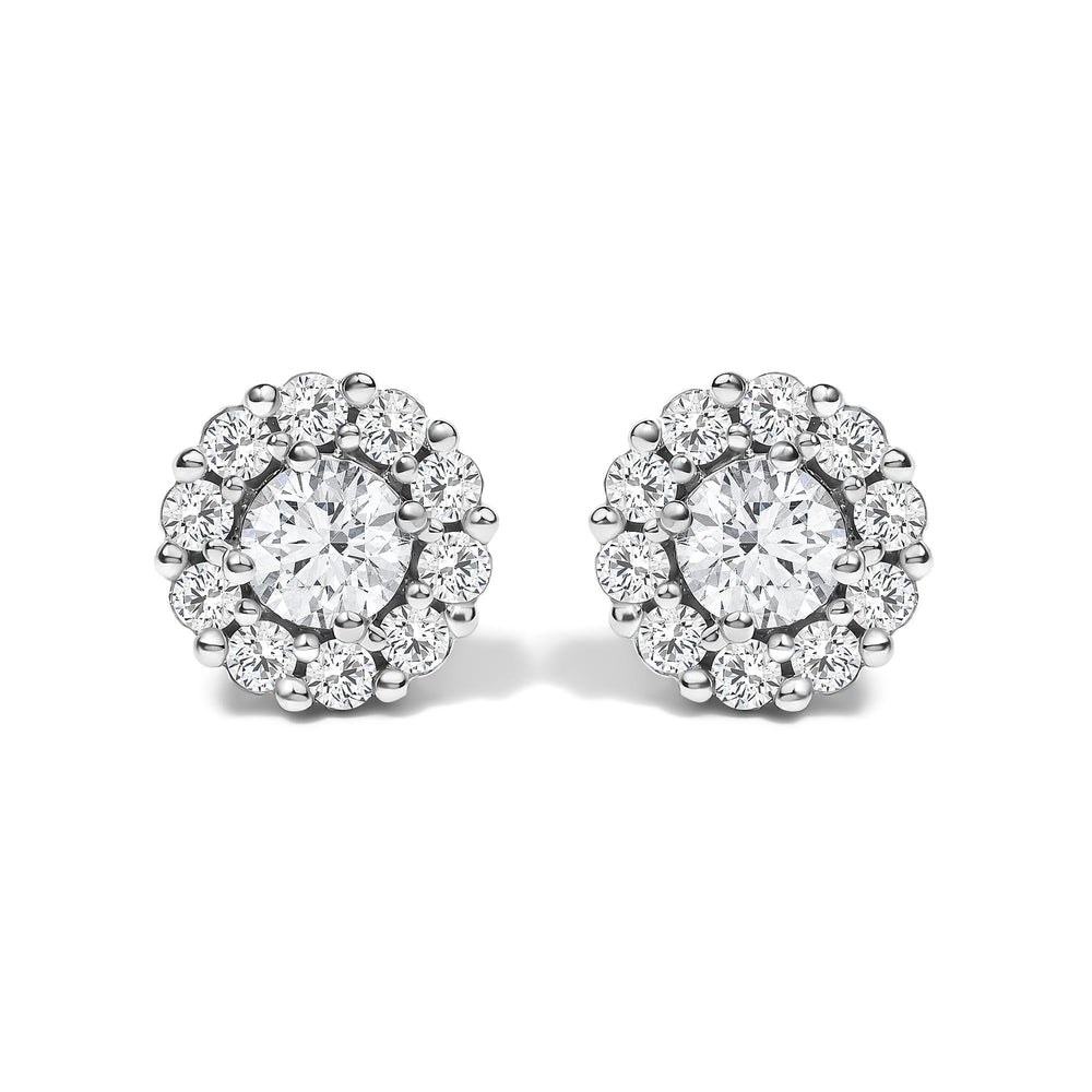 10K White Gold 1 1/2 Cttw Lab Grown Diamond Halo Stud Earrings