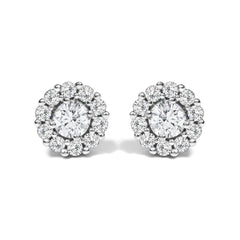 10K White Gold 1 1/2 Cttw Lab Grown Diamond Halo Stud Earrings