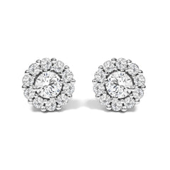 10K White Gold 3.0 Cttw Lab Grown Diamond Halo Stud Earrings