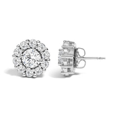 10K White Gold 3.0 Cttw Lab Grown Diamond Halo Stud Earrings