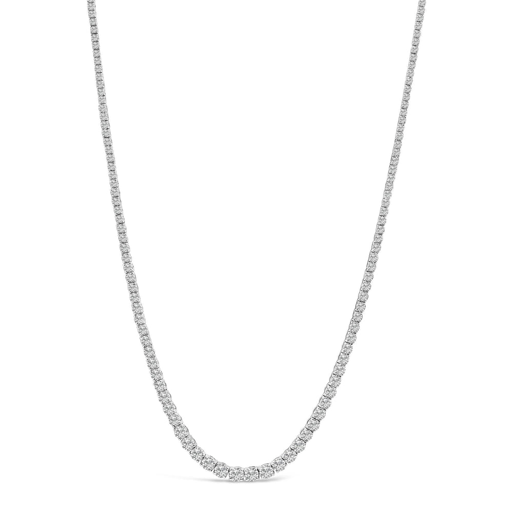 14K White Gold 16.00 Cttw Lab Grown Diamond Graduated Riviera Tennis Necklace - 17 inch
