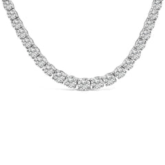 14K White Gold 16.00 Cttw Lab Grown Diamond Graduated Riviera Tennis Necklace - 17 inch