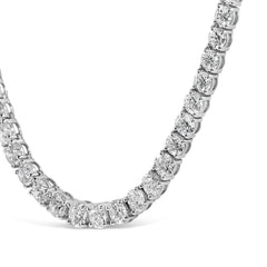 14K White Gold 16.00 Cttw Lab Grown Diamond Graduated Riviera Tennis Necklace - 17 inch