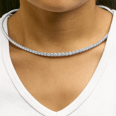 14K White Gold 16.00 Cttw Lab Grown Diamond Graduated Riviera Tennis Necklace - 17 inch