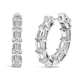 14K White Gold 5 1/10 Cttw Emerald Cut Lab Grown Diamond Inside Out Hoop Earrings