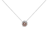 14K White Gold 2 3/8 Cttw Lab Grown Pink Diamond Solitaire with Halo Pendant Necklace - 17" Inches